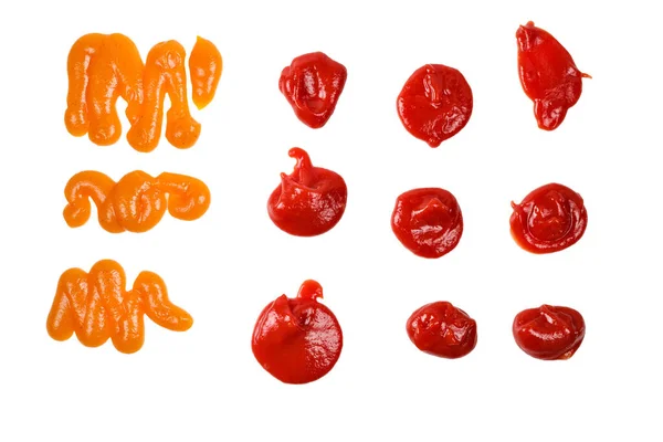 Orange Sauce Splashes Isolated White Background — Stock Photo, Image