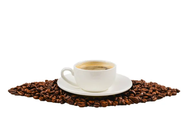 Tasse Kaffee Und Kaffeebohnen — Stockfoto