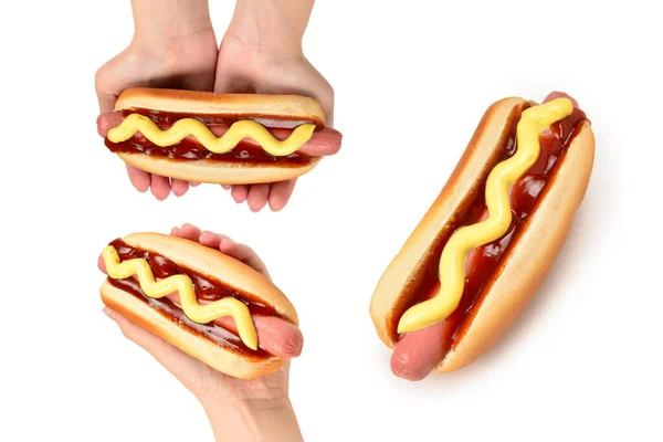 Hot Dog Isolated White Background Copy Space — Stock Photo, Image