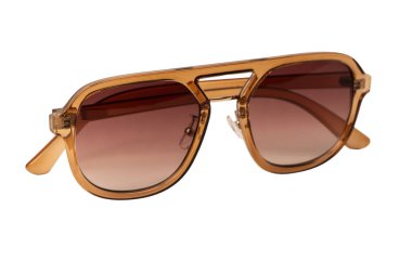 Beyaz arka planda izole edilmiş kahverengi kadın gözlükleri. 