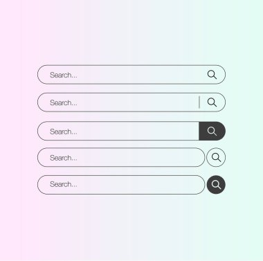 Vektör öğesi tasarım, arama kutularını UI şablonunun degrade arka plan üzerinde izole kümesini Bar arama