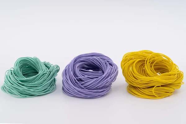 Rope Colorful Rubber Rope Twisted Rope Beautifully White Background — Stock Photo, Image