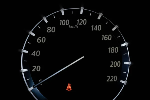 Car Dashboard Showing Seat Belt Warning Light Close — Stock Photo, Image