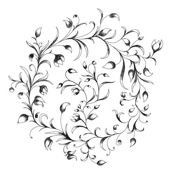 Floral vectorelementen in schets stijl. — Stockvector