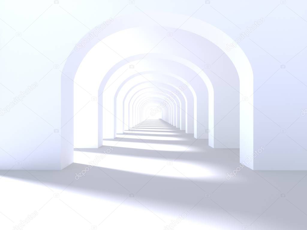 Long corridor interior. 3D Rendering. illustration
