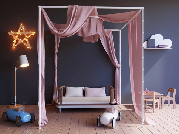 Chambre d'enfant avec ampoules Illustration 3D — Photo