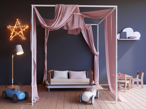 Детская комната с трехмерными лампочками
 