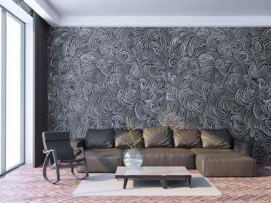 poster çerçevesi hipster iç arka plan, İskandinav tarzı, 3d render, 3d çizim kadar alay