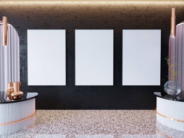poster çerçeveleri hipster iç arka plan, İskandinav tarzı, 3d render, 3d çizim kadar alay
