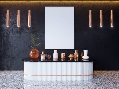 poster çerçeveleri hipster iç arka plan, İskandinav tarzı, 3d render, 3d çizim kadar alay