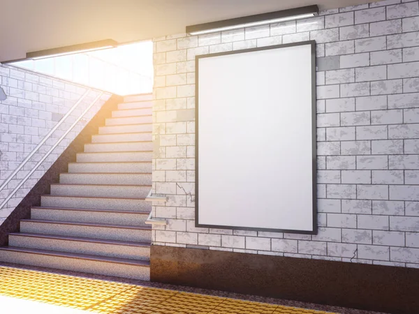 Mock up poster media template ads display in u-Bahn-Station. 3D Illustration, Rendering — Stockfoto