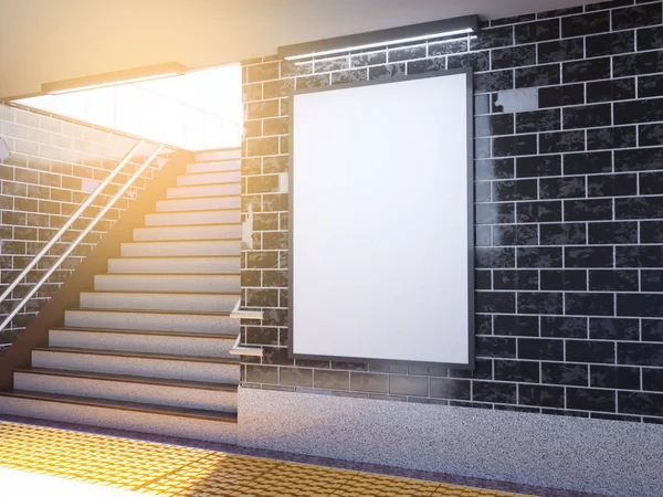 Fai finta di visualizzare annunci di modelli di poster nella stazione della metropolitana. Illustrazione 3d, rendering — Foto Stock