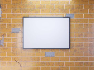 Metro istasyonunda medya şablon reklamları görüntülemek poster alay. 3D çizim, işleme