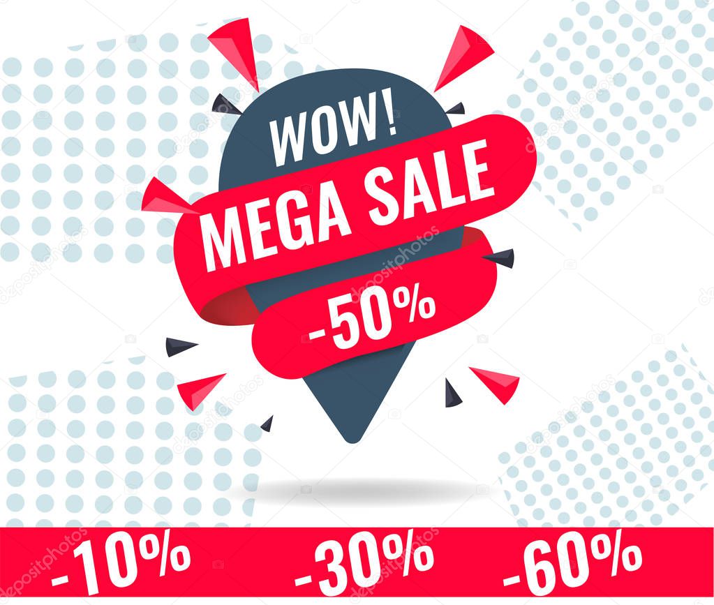 Today Only Mega Sale banner. Vector illustration