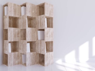 Boş çerçeve ile modern parlak iç. 3D render 3d çizim