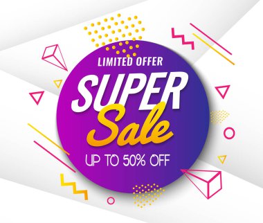 Satış banner şablon mor. Vektör çizim