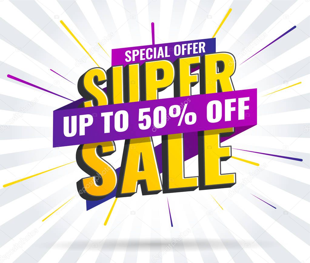 Sale banner template purple. Vector  illustration