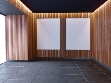 poster çerçevesi içinde yenilikçi iç geçmiş, 3d render kadar alay