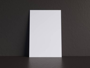 Yatay poster çerçeve, kanepe, lamba ve bitkiler ile sahte kadar. 3D render. illüstrasyon