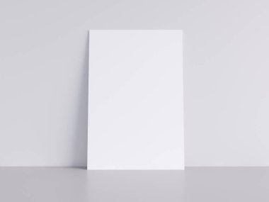 Yatay poster çerçeve, kanepe, lamba ve bitkiler ile sahte kadar. 3D render. illüstrasyon