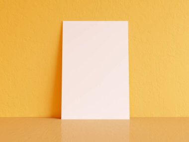 Yatay poster çerçeve, kanepe, lamba ve bitkiler ile sahte kadar. 3D render. illüstrasyon