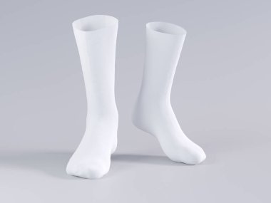 White socks, socks mockup 3d rendering illustration  clipart