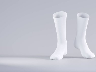 Beyaz çorap, çorap mockup 3d render illüstrasyon 