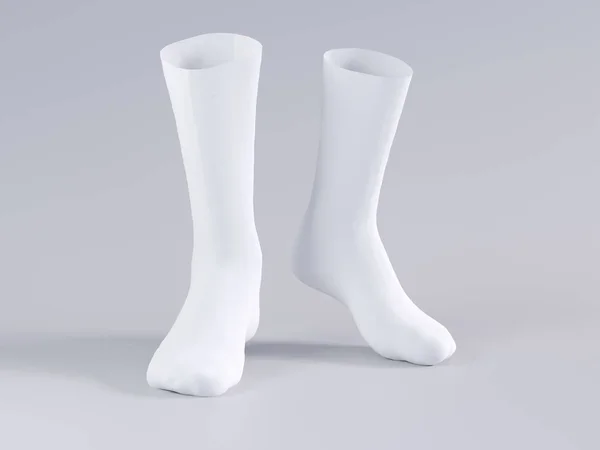 Weiße Socken, Socken-Attrappe 3D-Darstellung — Stockfoto