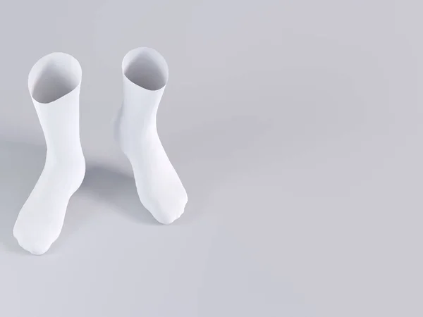 Calze bianche, calzini mockup 3d rendering illustrazione — Foto Stock