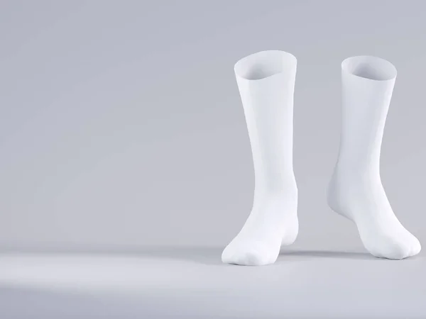 White socks, socks mockup 3d rendering illustration — Stock Photo, Image