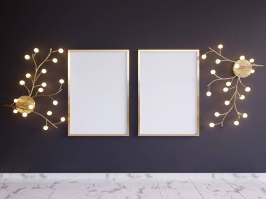 Poster Mock-up, Mock-up şablon izole beyaz arka planda, hazır tasarım, 3d çizim için.