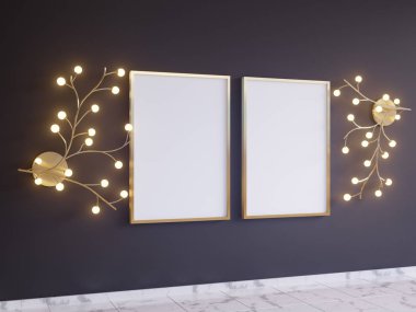 Poster Mock-up, Mock-up şablon izole beyaz arka planda, hazır tasarım, 3d çizim için.