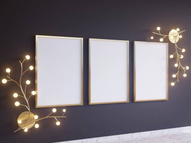 Poster Mock-up, Mock-up şablon izole beyaz arka planda, hazır tasarım, 3d çizim için.