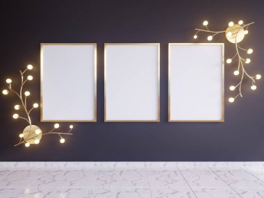 Poster Mock-up, Mock-up şablon izole beyaz arka planda, hazır tasarım, 3d çizim için.