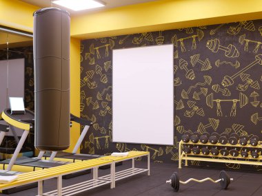 Alay sahne, 3d resim, spor, spor salonu, fitness, soyunma odası.