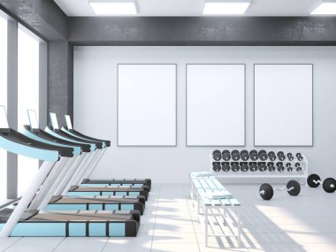 Alay sahne, 3d resim, spor, spor salonu, fitness, soyunma odası.