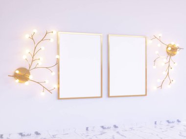 Poster Mock-up, Mock-up şablon izole beyaz arka planda, hazır tasarım, 3d çizim için.