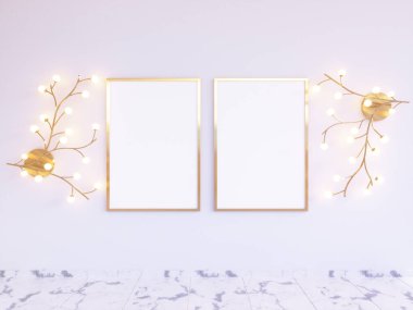 Poster Mock-up, Mock-up şablon izole beyaz arka planda, hazır tasarım, 3d çizim için.