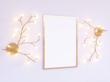 Poster Mock-up, Mock-up şablon izole beyaz arka planda, hazır tasarım, 3d çizim için.