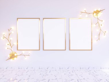 Poster Mock-up, Mock-up şablon izole beyaz arka planda, hazır tasarım, 3d çizim için.