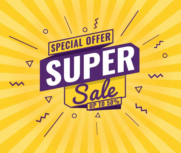 Super Sale, Mega. este fin de semana oferta especial . — Vector de stock