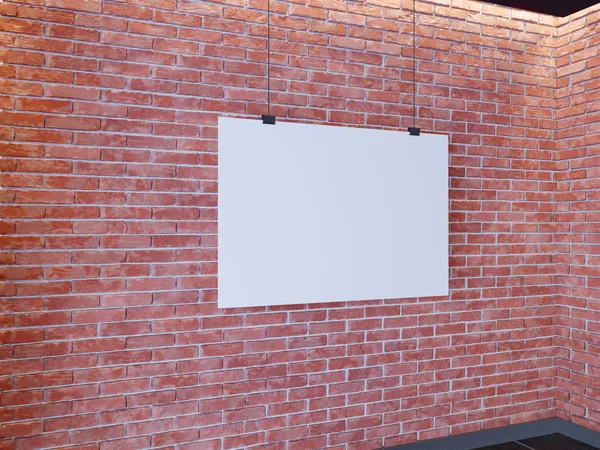 Makieta plakat w wnętrzami w stylu art deco. renderowania 3D. Mur z cegły. ilustracja — Zdjęcie stockowe