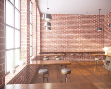 Art deco tarzı iç mockup Poster. 3D render. kafe. illüstrasyon 