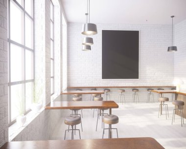 Art deco tarzı iç mockup Poster. 3D render. kafe. illüstrasyon 