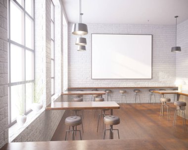 Art deco tarzı iç mockup Poster. 3D render. kafe. illüstrasyon 