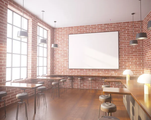 Art deco tarzı iç mockup Poster. 3D render. kafe. illüstrasyon 