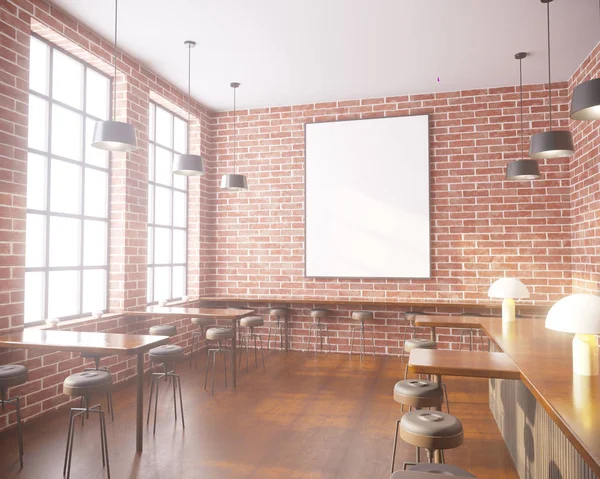 Art deco tarzı iç mockup Poster. 3D render. kafe. illüstrasyon 