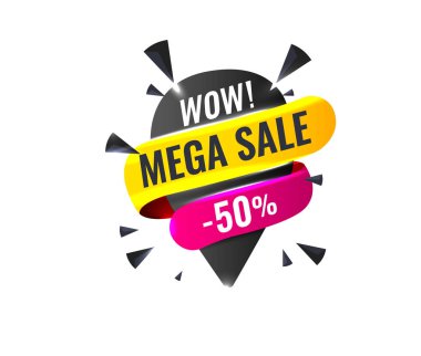 Satış afiş Memphis tarzı geometrik şekillerle.