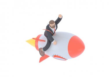 Kostümlü bir iş adamı. Yenilik ve ilham kavramı 3d render illüstrasyon