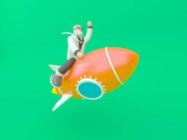 Kostümlü bir iş adamı. Yenilik ve ilham kavramı 3d render illüstrasyon